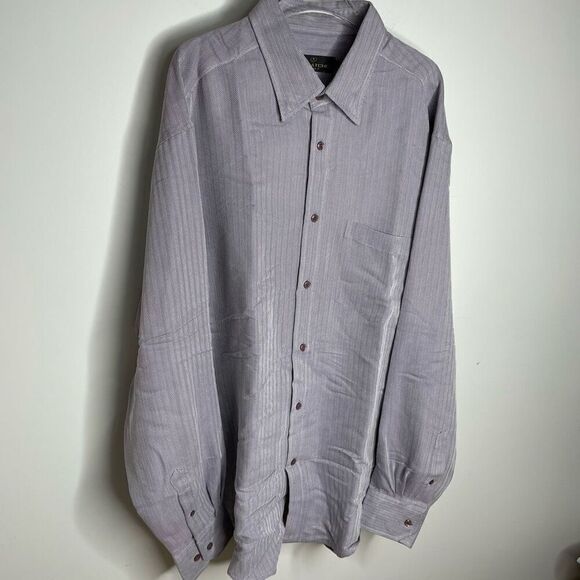 Bugatchi Dress Shirt Mens Size XL Gray Blue Classic Long Sleeve Button Up Xlarge - Picture 4 of 6